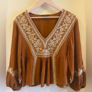 Rust Colored Embroidered Top